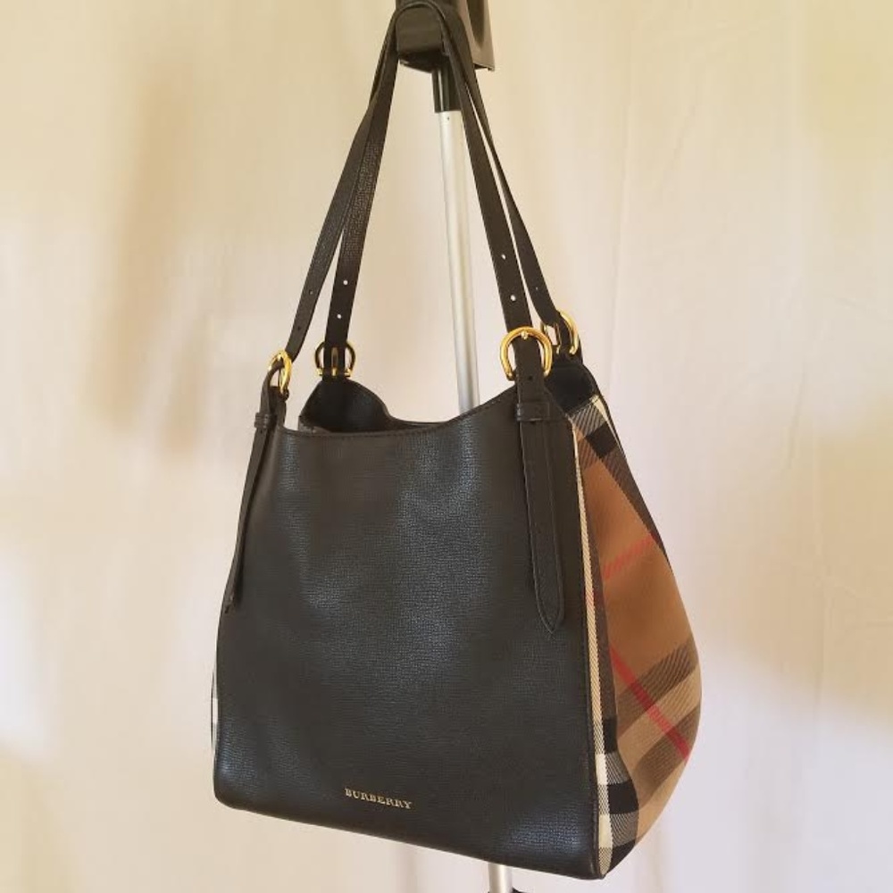 BURBERRY CANTERBURY CHECK BLACK TOTE